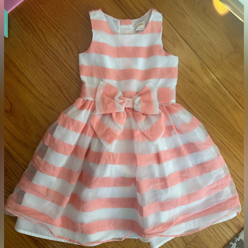 Gymboree 🐰 Easter WILDFLOWER WEEKEND Pink Coral Striped Dress 🐣